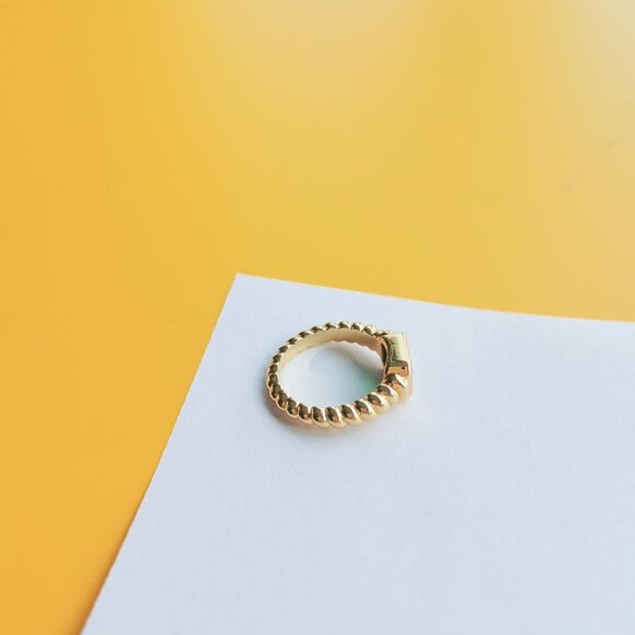 Aurora Gold Green Crystal Ring Size 7 by Alicia Bonnie - Picture 2 of 3